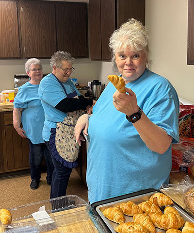 Women inside Church kitchen
